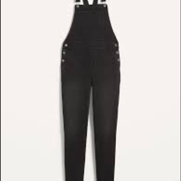Old Navy O.G. Straight Black Jean Overalls - Picture 2 of 7